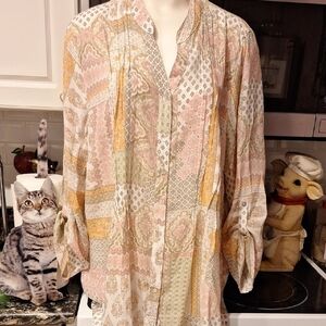 h Ruby Rd. Long Sleeve Button Down Plus Size Top 2x